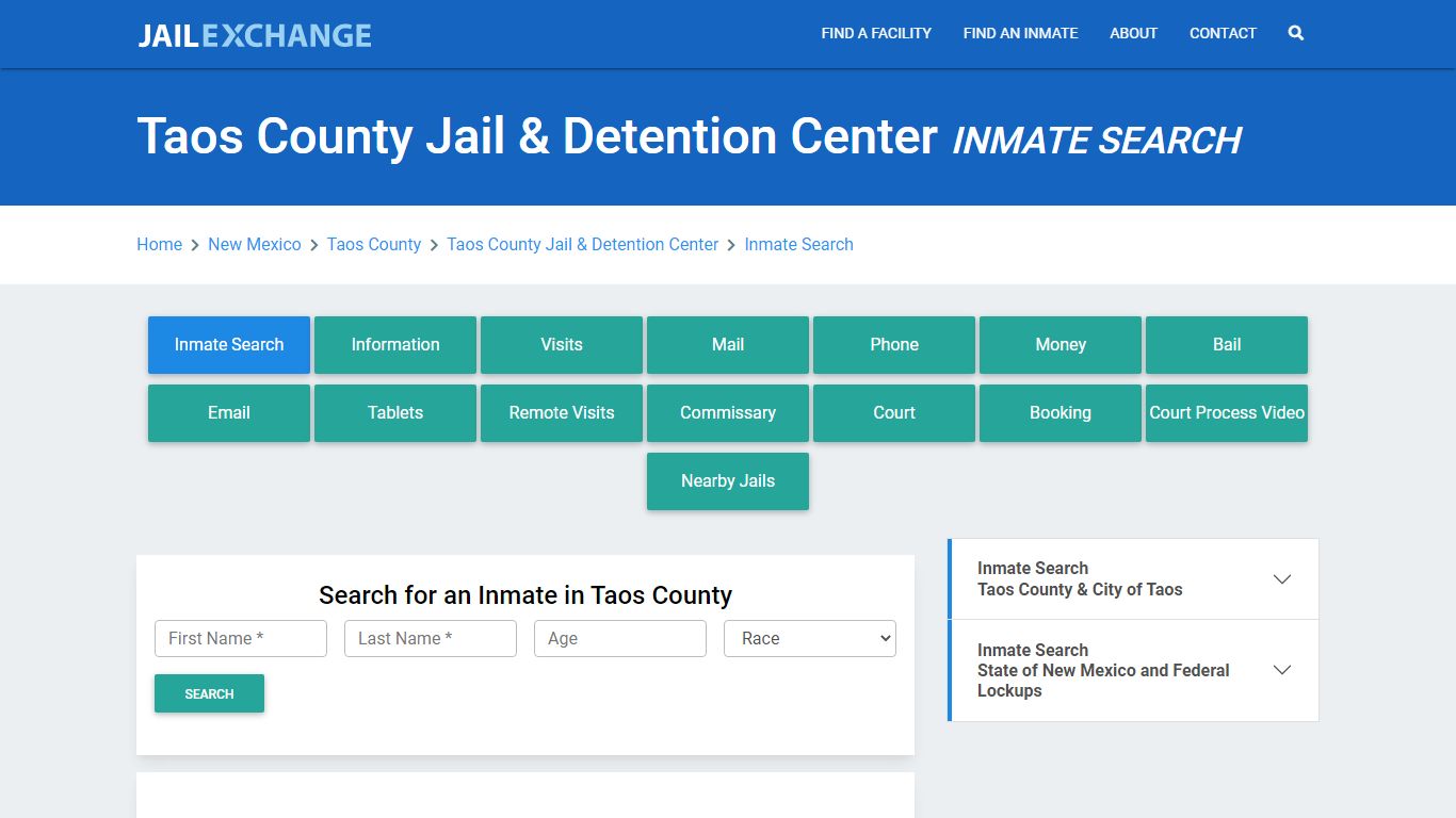 Taos County Jail & Detention Center Inmate Search - Jail Exchange