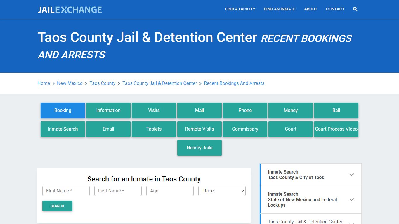 Taos County Jail & Detention Center Recent Bookings And Arrests