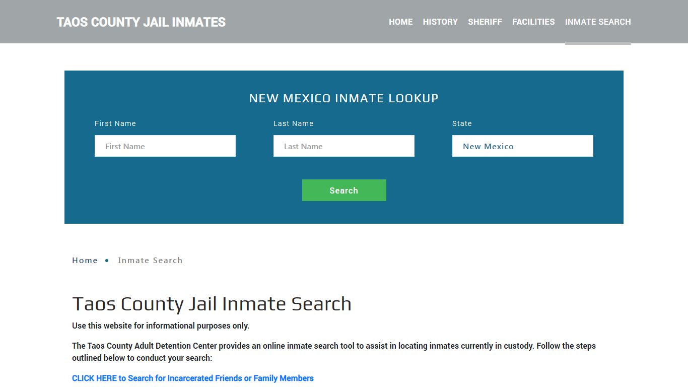 Taos County, NM Detainee Lookup