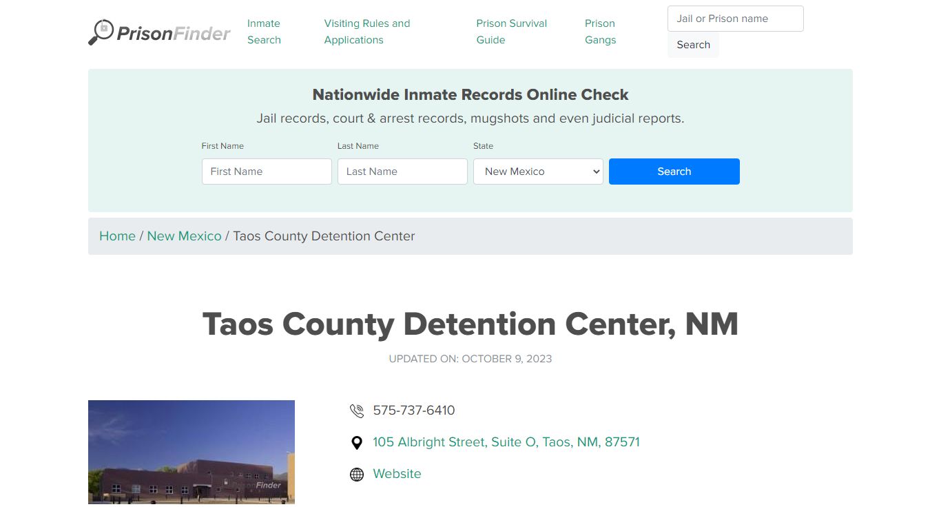 Taos County Detention Center, NM Inmate Search, Mugshots, Visitation ...